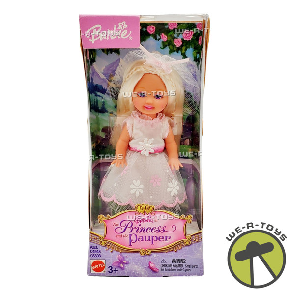 Barbie The Princess and the Pauper Kelly Doll White Pink Dress #C6303 NRFB