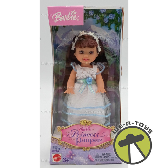 The Princess and the Pauper Kelly Barbie Doll White Blue Dress 2004 Mattel C6304