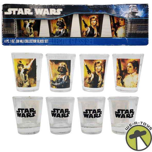 Star Wars 4 Piece 1 Ounce Collector Shot Glass Set 2011 Vandor Item #82428 NEW