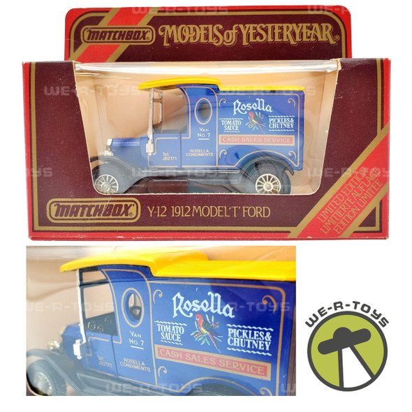 Matchbox Models of Yesteryear 1912 Model T Ford Blue Yellow Rosella Matchbox NRFB 