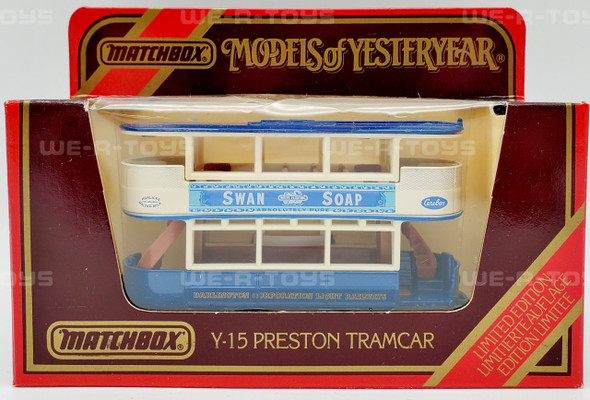 Matchbox Models of Yesteryear Preston Tramcar Blue Swan Soap Matchbox 1986 NRFP 