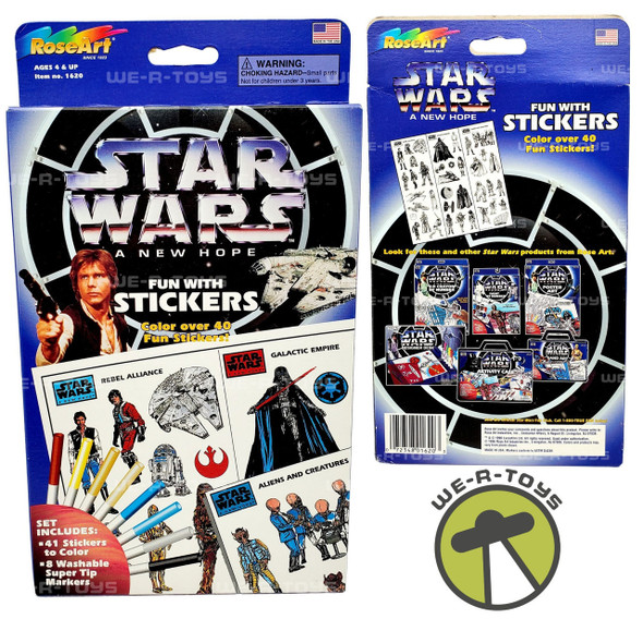 Star Wars A New Hope Fun With Stickers Color Over 40 Stickers RoseArt 1996 NRFB