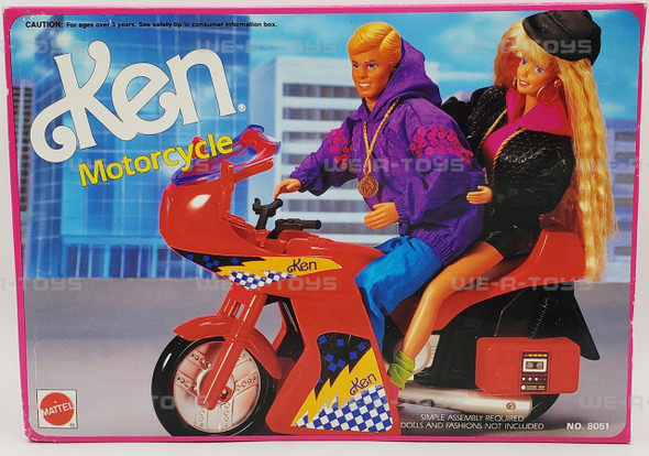 Barbie Ken Tethered RC Remote Control Red Motorcycle 1992 Mattel #8051 NRFB