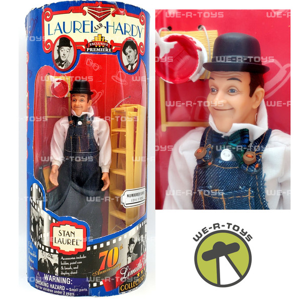 Laurel and Hardy Stan Laurel Action Figure in Overalls 70th Anniversary NRFB