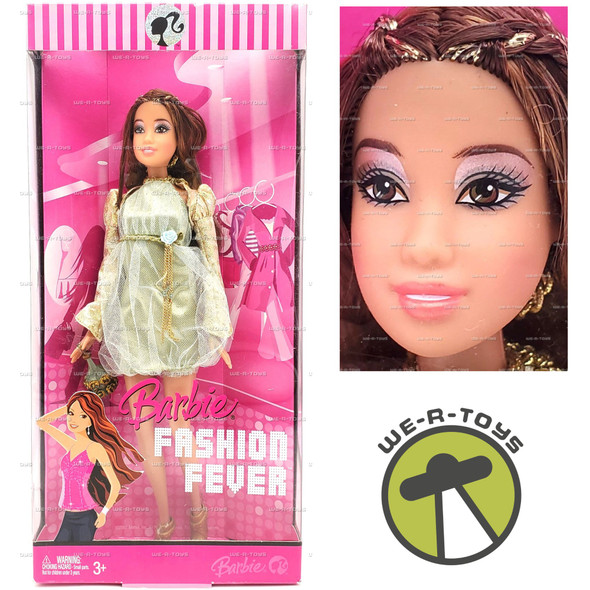 Barbie Fashion Fever Teresa Doll Gold Dress 2007 Mattel No. L3326