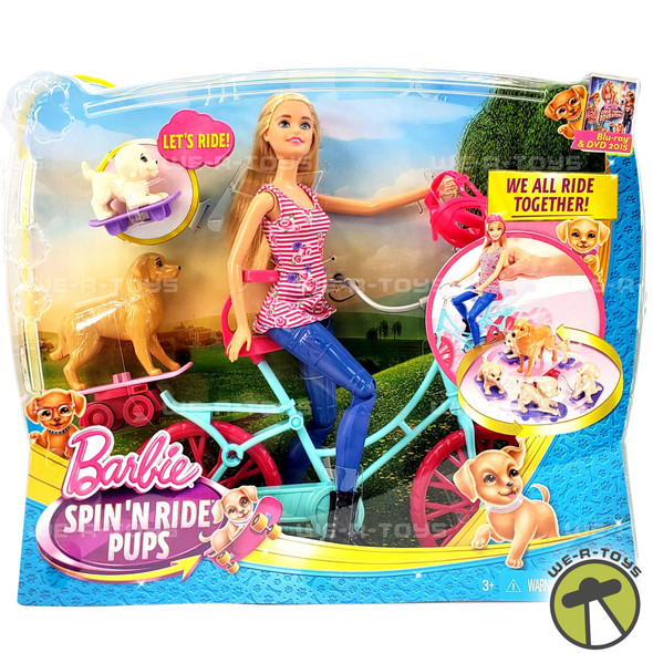 Barbie Spin 'n Ride Pups Doll with Bicycle 2014 Mattel CLD94 NRFB