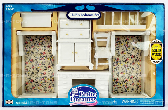 Petite Dreams Child's Bedroom Set Solid Wood Dollhouse Miniatures 20061 NRFB