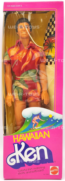 Barbie Hawaiian Ken With Matching Shirt and Surfboard #7495 Mattel 1983 NRFB