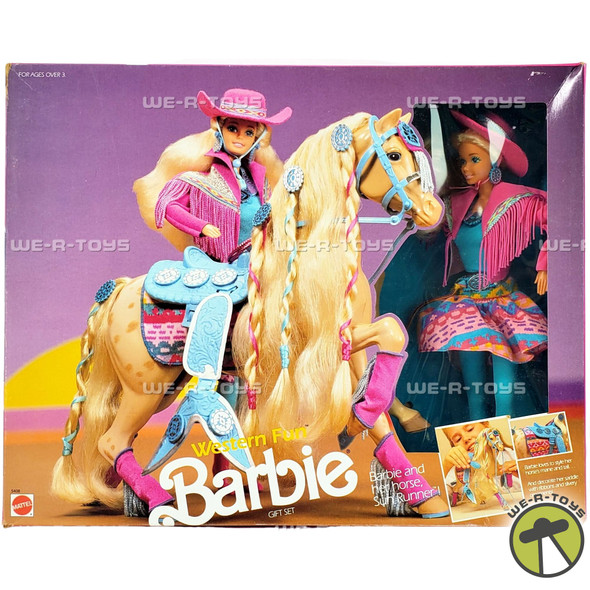 Western Fun Barbie Gift Set Doll and Horse 1990 Mattel 05408 NRFB