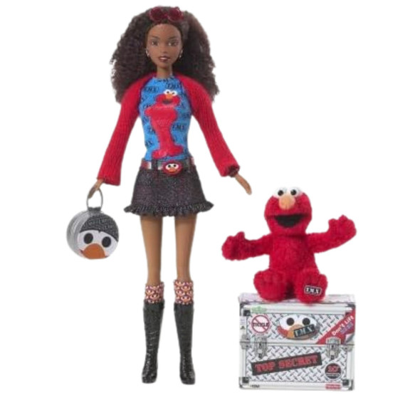 Barbie Sesame Street TMX Elmo & African American Doll with Gift