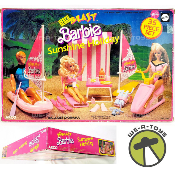 Barbie Beach Blast Barbie Sunshine Holiday 35 Piece Set Playset No. 7393 Mattel 1988 