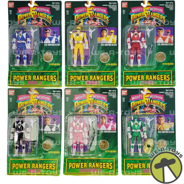 Power Rangers Lot of 6 Mighty Morphin Power Rangers Action Figures w/ Tattoo 1994 Bandai NRFP