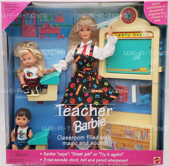 Barbie Teacher Barbie Blonde w/ Blonde Girl & Brunette Boy Students Recalled 1995 NRFP