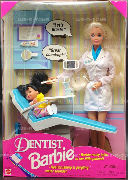 Dentist Barbie Doll Set Blonde & Patient with Black Hair 1997 Mattel 17255 NRFB