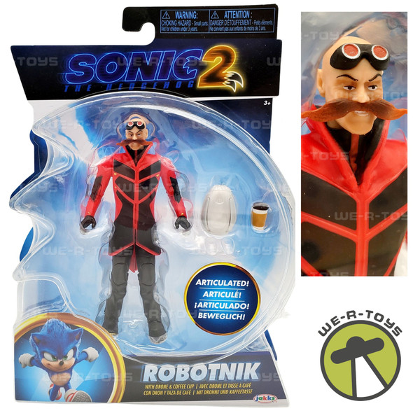 Sonic the Hedgehog 2 The Movie Robotnik Action Figure with Drone and Coffee NRFP