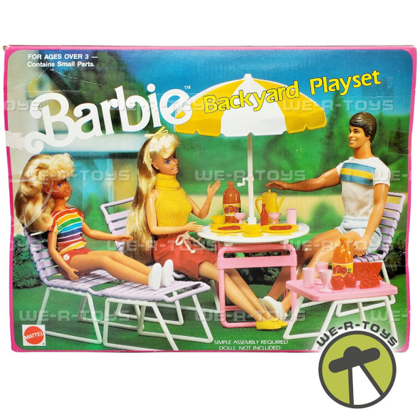 Barbie Backyard Playset Outdoor Furniture Table and Chairs with Accessories USED