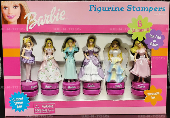 Barbie Figurine Stampers Set of 6 with Ink Pad in Base 1999 Tara Toy Corp NRFB