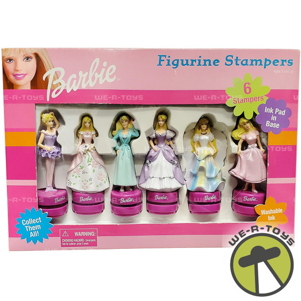  Barbie Figurine Stampers Set of 6 with Ink Pad in Base 1999 Tara Toy Corp NRFB 