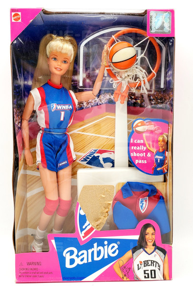 WNBA Basketball Barbie Doll Blonde Shoot and Pass Action 1998 Mattel NRFB