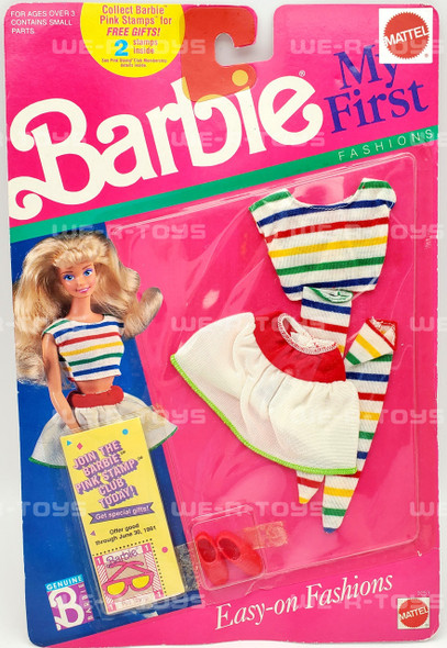 Barbie My First Fashions Easy-On Rainbow Stripe Outfit & Shoes Mattel 1989 NRFP