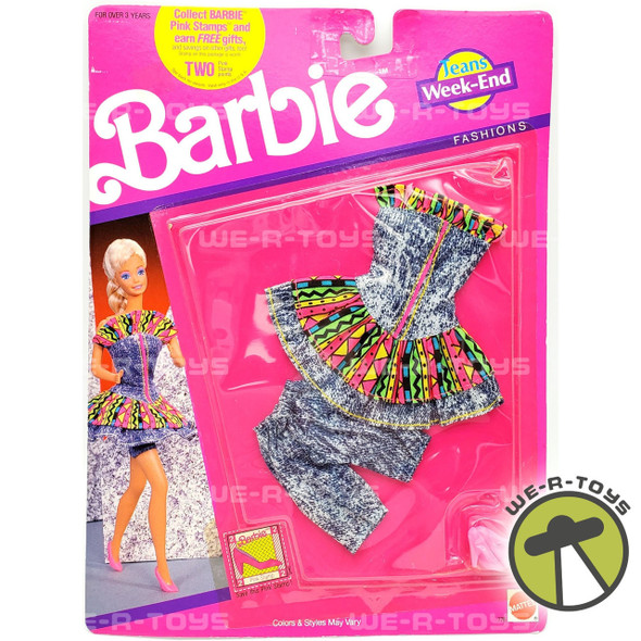 Barbie Jeans Week-End Denim Dress and Pants with Neon Pattern Fashion Set NRFP