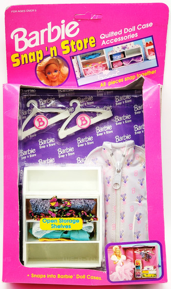 Barbie Snap 'N Store Quilted Doll Case Accessories 1992 Mattel No. 12160 NEW