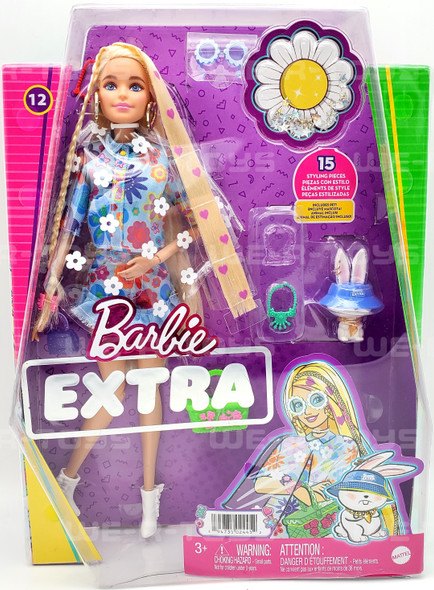 Barbie Extra Fashion Doll with 15 Styling Pieces and Bunny 2021 Mattel NRFB