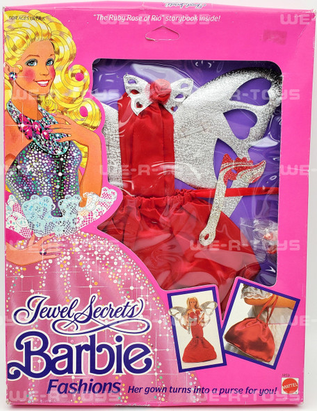  Barbie Jewel Secrets Fashions Red Butterfly Gown to Purse Mattel 1986 NRFP 