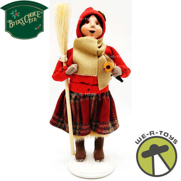 Byers' Choice The Carolers Laughing Girl With Broom & Corncob Pipe Figure USED