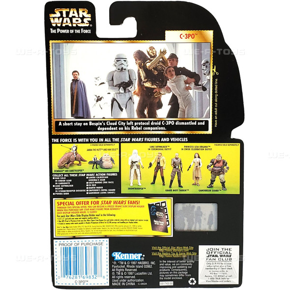 Star Wars Power of the Force C-3PO Metalized Body Figure with Freeze Frame Slide
