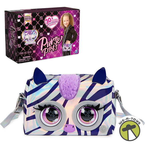 Purse Pets Metallic Mood Rebel Stripez Interactive Pet Toy & Crossbody Purse