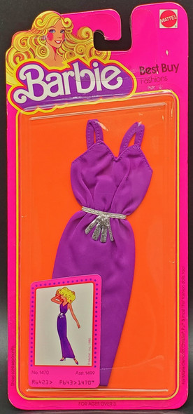 Barbie Best Buy Fashion Purple Dress with Silver Belt 1978 Mattel 1470 NRFP