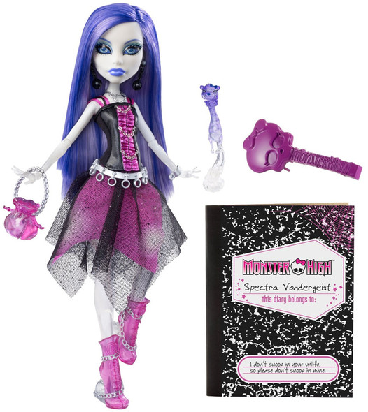 Monster High Spectra Vondergeist Doll With Pet Ferret Rhuen 2011 Mattel V7962