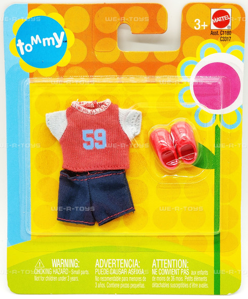 Barbie Tommy Red Sports T-Shirt Blue Shorts Fashion 2003 Mattel No. C3317 NRFP