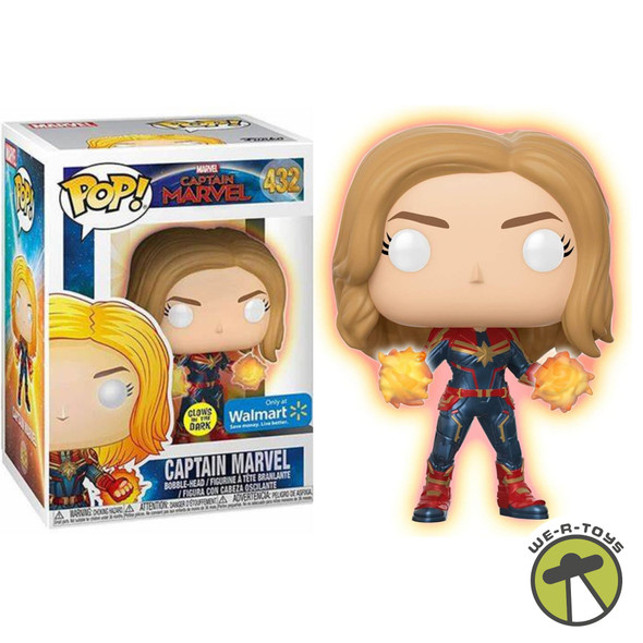 Funko Pop! 432 Captain Marvel Exclusive Bobble-Head Glows in the Dark