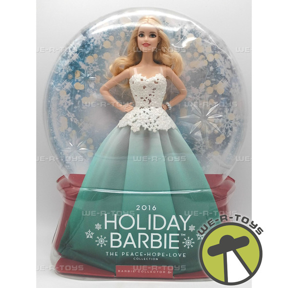 Barbie 2016 Holiday Doll Aqua Gown Blonde Special Edition Mattel DGX98 NRFB