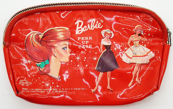 Barbie Red Perk-Up Vinyl Bag with Metal Zipper Vintage 1964 SPP USED