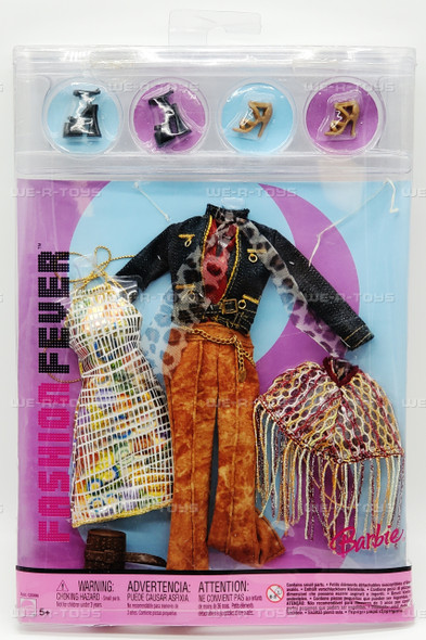 Barbie Fashion Fever Outfit Denim Jacket, Colorful Dress 2004 #G8996 NEW