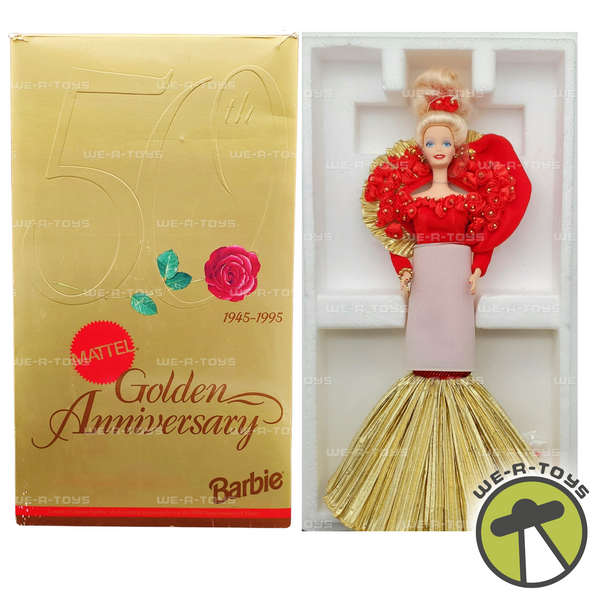 Barbie 50th Golden Anniversary Porcelain Doll 1945-1995 Mattel 14479 USED