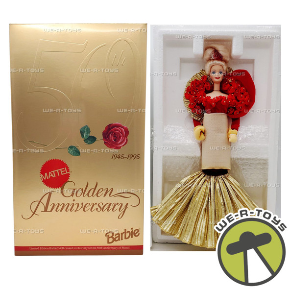Barbie 50th Golden Anniversary Porcelain Doll 1945-1995 Mattel 14479