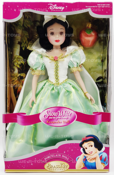 Disney Princess Snow White 16" Porcelain Doll Green Dress No. 1673 Brass Key NEW