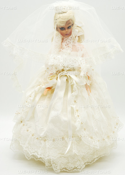 Custom Vintage Wendy Doll Blonde Hair Custom Wedding Dress, Veil USED