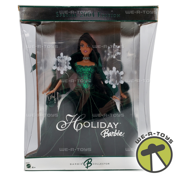 Holiday Barbie African American Green Velvet Dress 2004 Mattel #B5849 NRFB