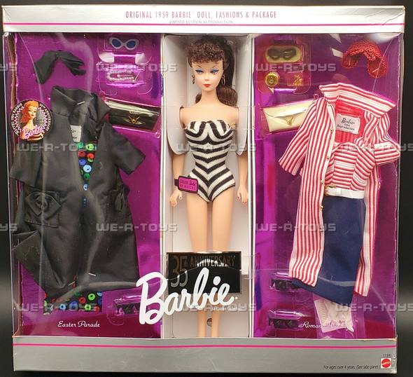 Barbie 1959 Brunette Reproduction Doll 35th Anniversary 1993 Mattel #11591 NRFB