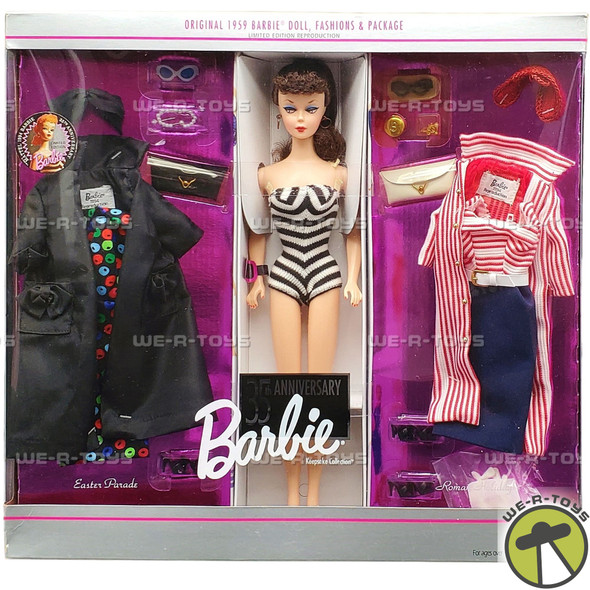 Barbie Rare 1959 Reproduction 35th Anniversary Brunette Doll Mattel #11591 NRFB