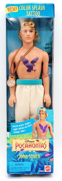 Disney's Pocahontas John Smith Color Splash Tattoo Doll 1995 Mattel NRFB