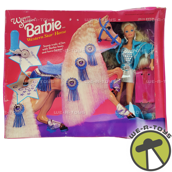 Barbie Western Stampin' Doll with Western Star Horse Set 1993 Mattel #11020 NRFB