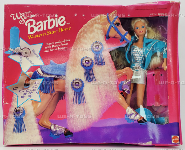 Barbie Western Stampin' Doll with Western Star Horse Set 1993 Mattel #11020 NRFB