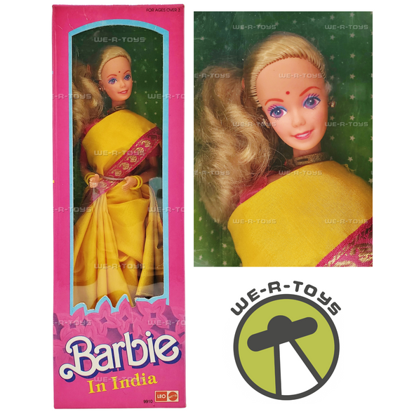 Barbie in India Yellow Saree Blonde Doll 1993 Leo Mattel #9910 NRFB