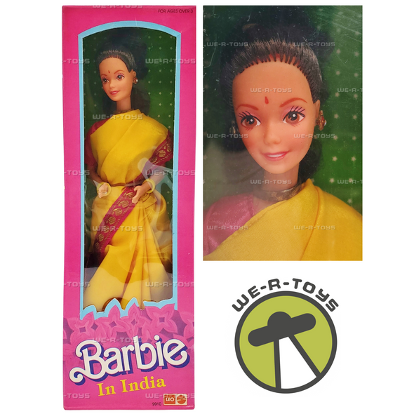 Barbie in India Yellow Saree Brunette Doll 1993 Leo Mattel #9910 NRFB